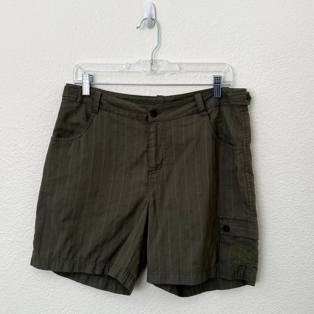 [Marmot] Olive Green Striped Mid Rise Cargo Shorts Outdoor Hiking Gorpcore Sz 8